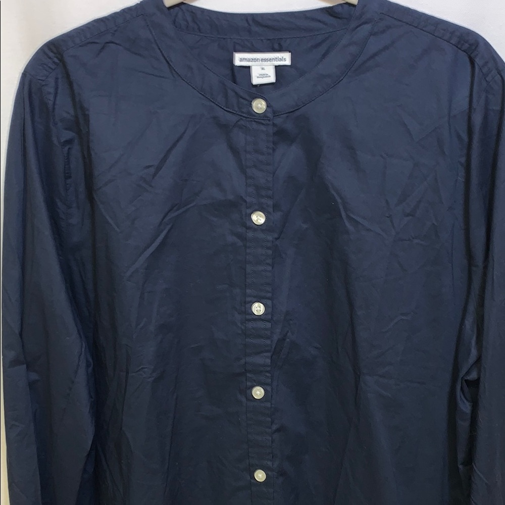 Amazon Essentials Dark Blue Long Sleeve with White Buttons - Picture 4 of 6